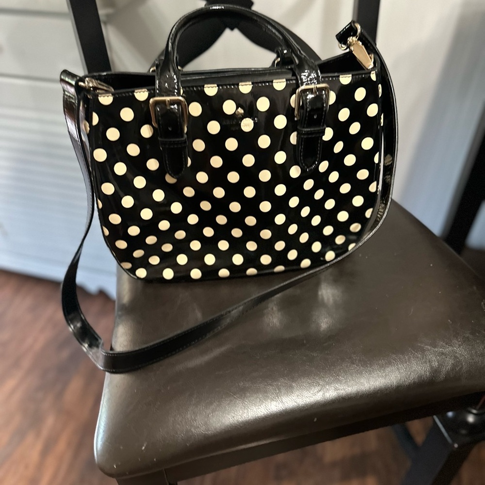 Kate Spade Black and Cream Polka Dot Satchel